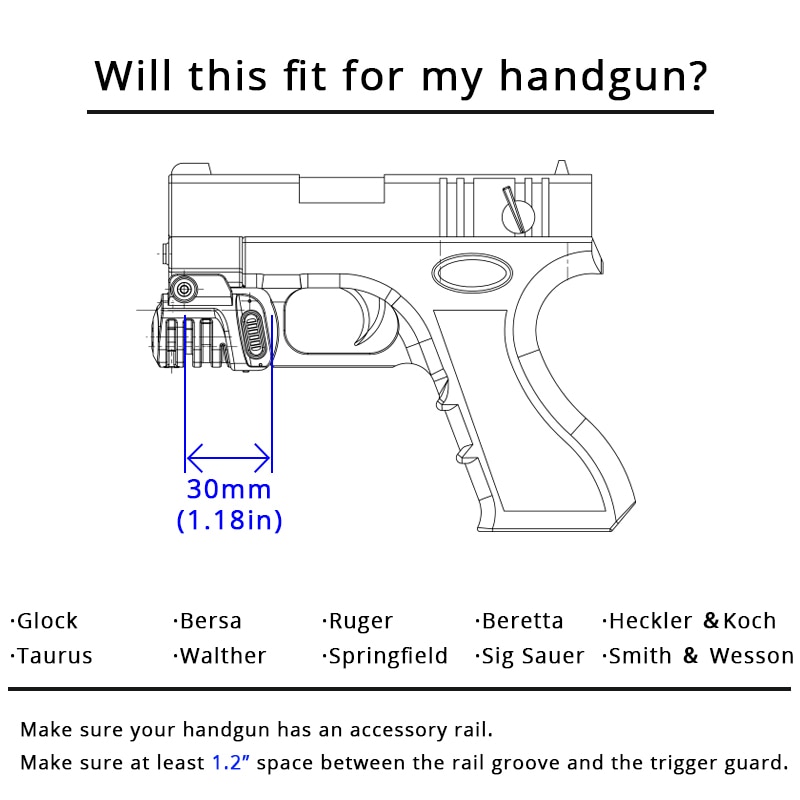 Built-in Battery Rechargeable Glock Green Laser Sight Pistol Red Shooting Laser Tactical Self Defense - Image 4
