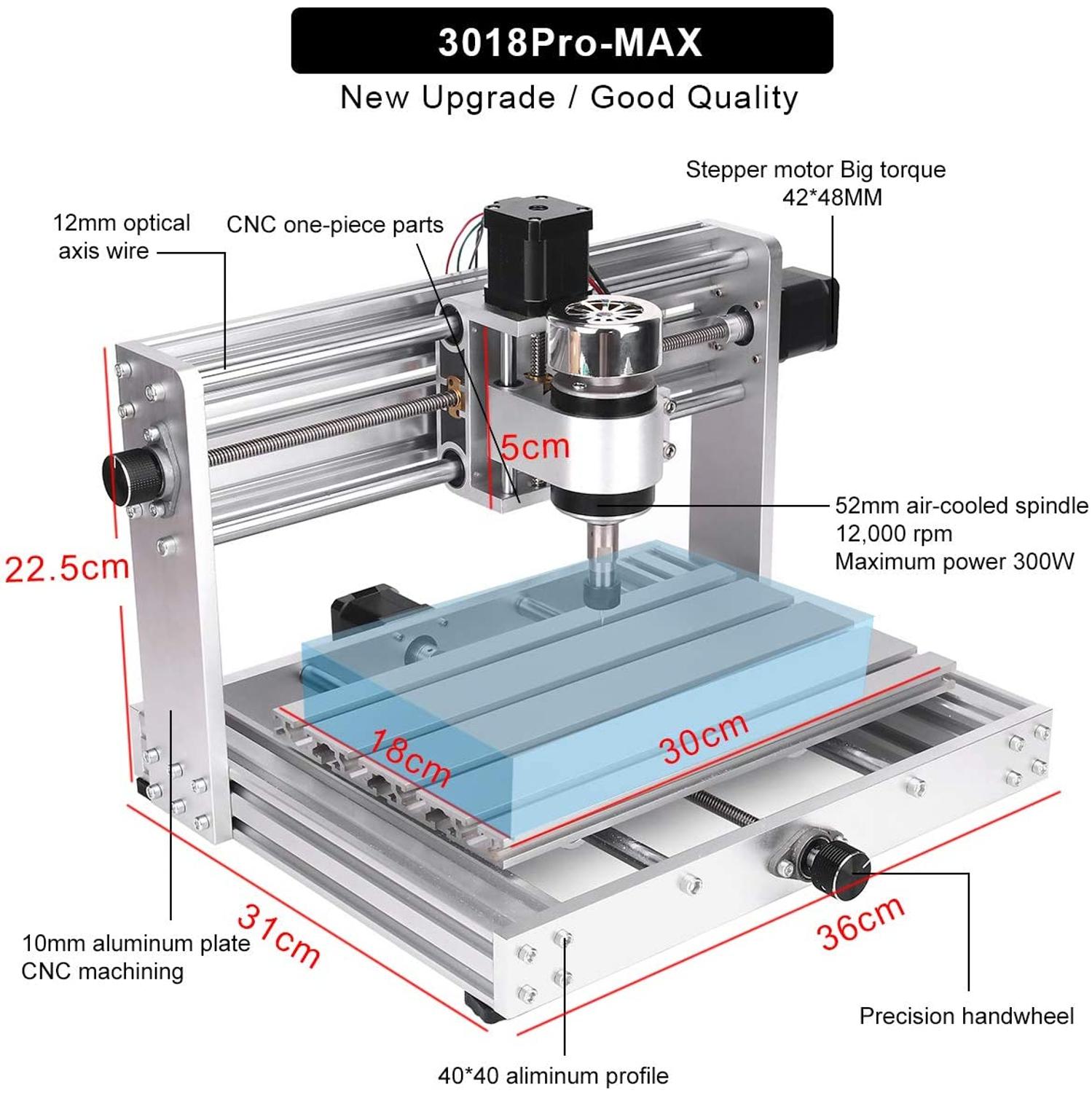 CNC 3018 Pro MAX Engraver With 200W Spindle,15w big power laser engraving 3 Axis pcb Milling machine With ER11 DIY Wood Router - Image 2