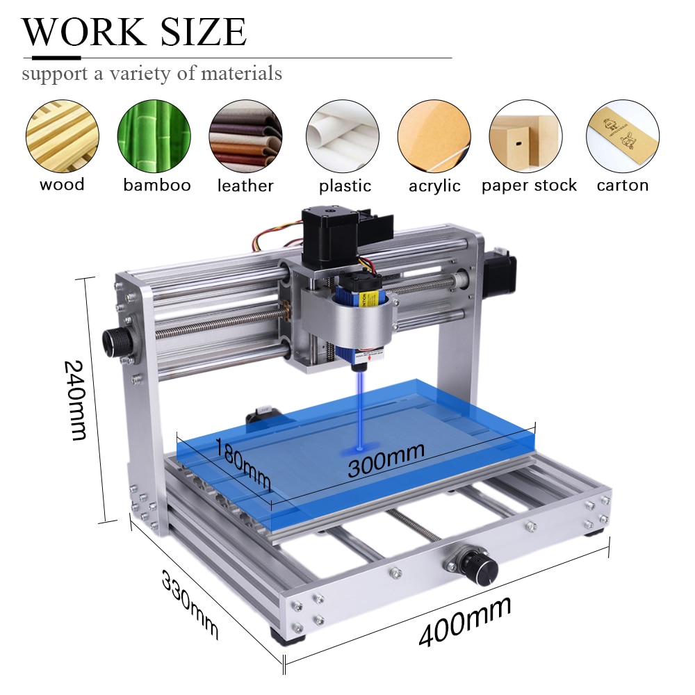 CNC 3018 Pro Max Metal Engraving Machine GRBL Control With 200w Spindle DIY 15w Laser Engraver Wood Craving Machine CNC Cut MDF