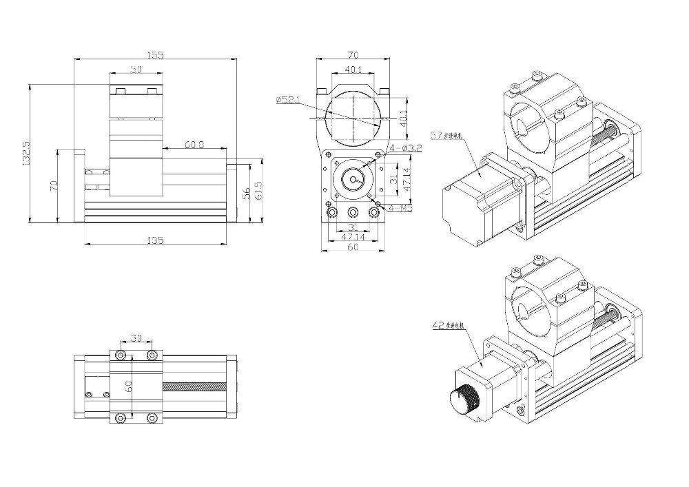 CNC 3018 Z-axis Slide Table with Clamp Apply 52mm Spindle 40mm laser Hole Aluminum Profile Module Engraving Machine Accessory - Image 5