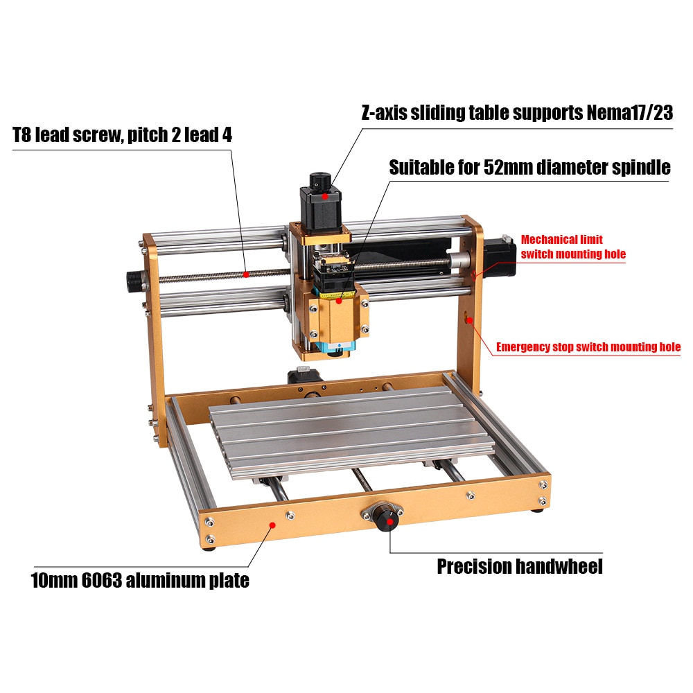 CNC Full Metal DIY Engraving Machine 3018 Pro Plus 500W Spindle Engraver Kit Wood Router, 3 Axis Cutting Carve 15w Laser Machine - Image 2