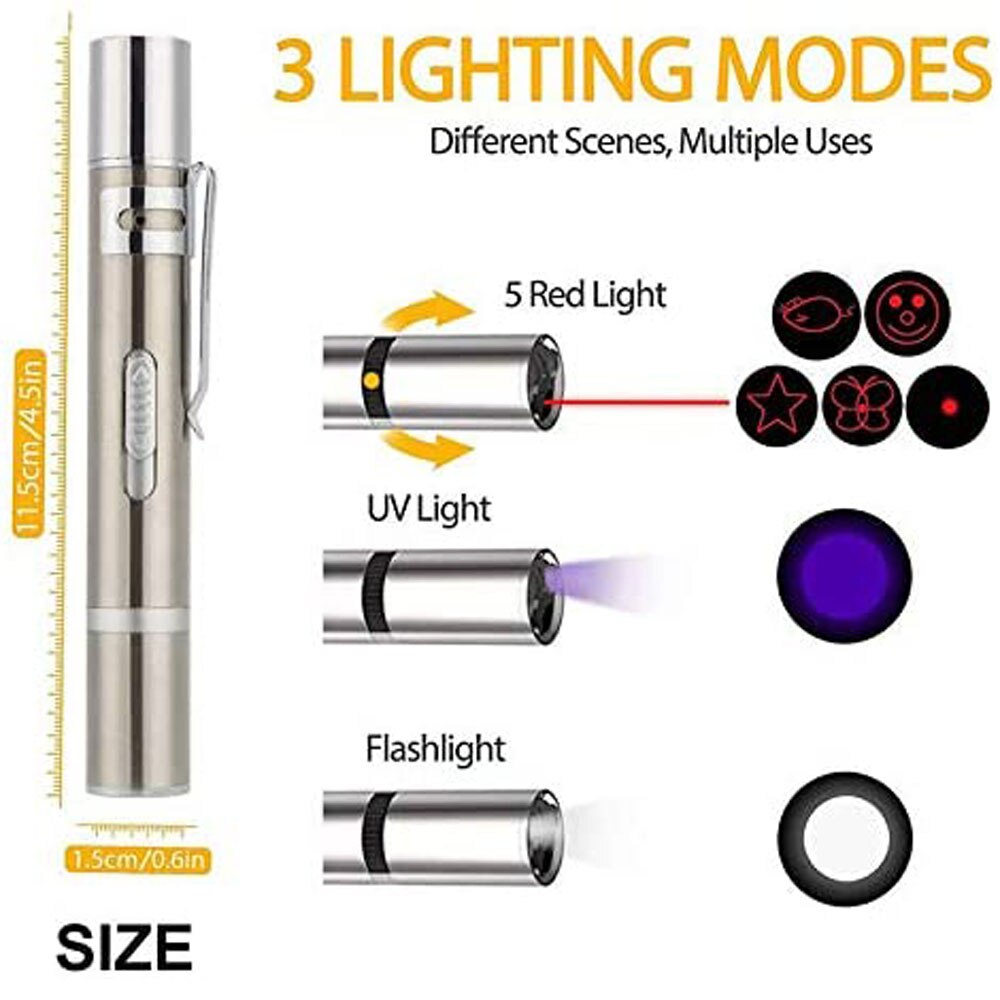 Cat Toys for Cat Chase Red Laser 3 In 1 Mini USB Rechargeable Flashlight Funny Cat Stick Pet Toy for Exercise Portable Pet - Image 4