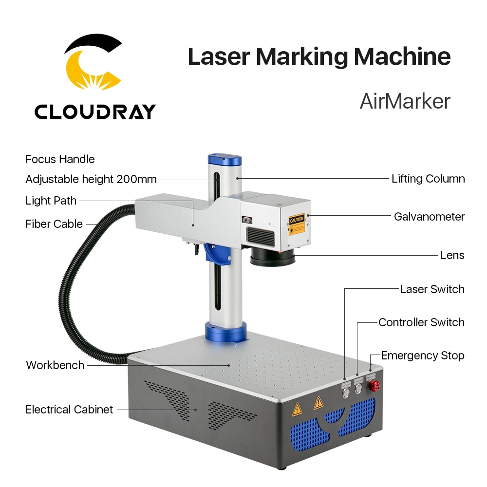 Cloudray 1064nm Laser Marking Machine Raycus 20W 30W Foldable Fiber Machine 50*50-200*200 Woring Area for DIY Marking Metal Gift - Image 3