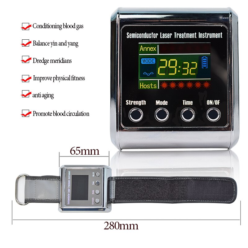 Diode 650nm Laser LLLT Physiotherapy Therapy Watch for Diabetes Cholesterol Hypertension Cerebral Thrombosis Rhinitis Treatment