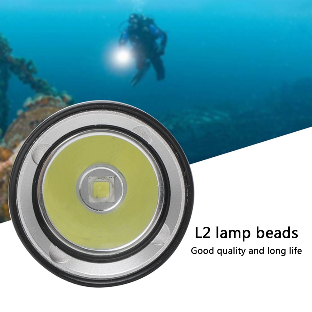 Diving professional flashlight glare L2 lamp beads diving depth 80M IPX8 waterproof level with charger battery - Image 3