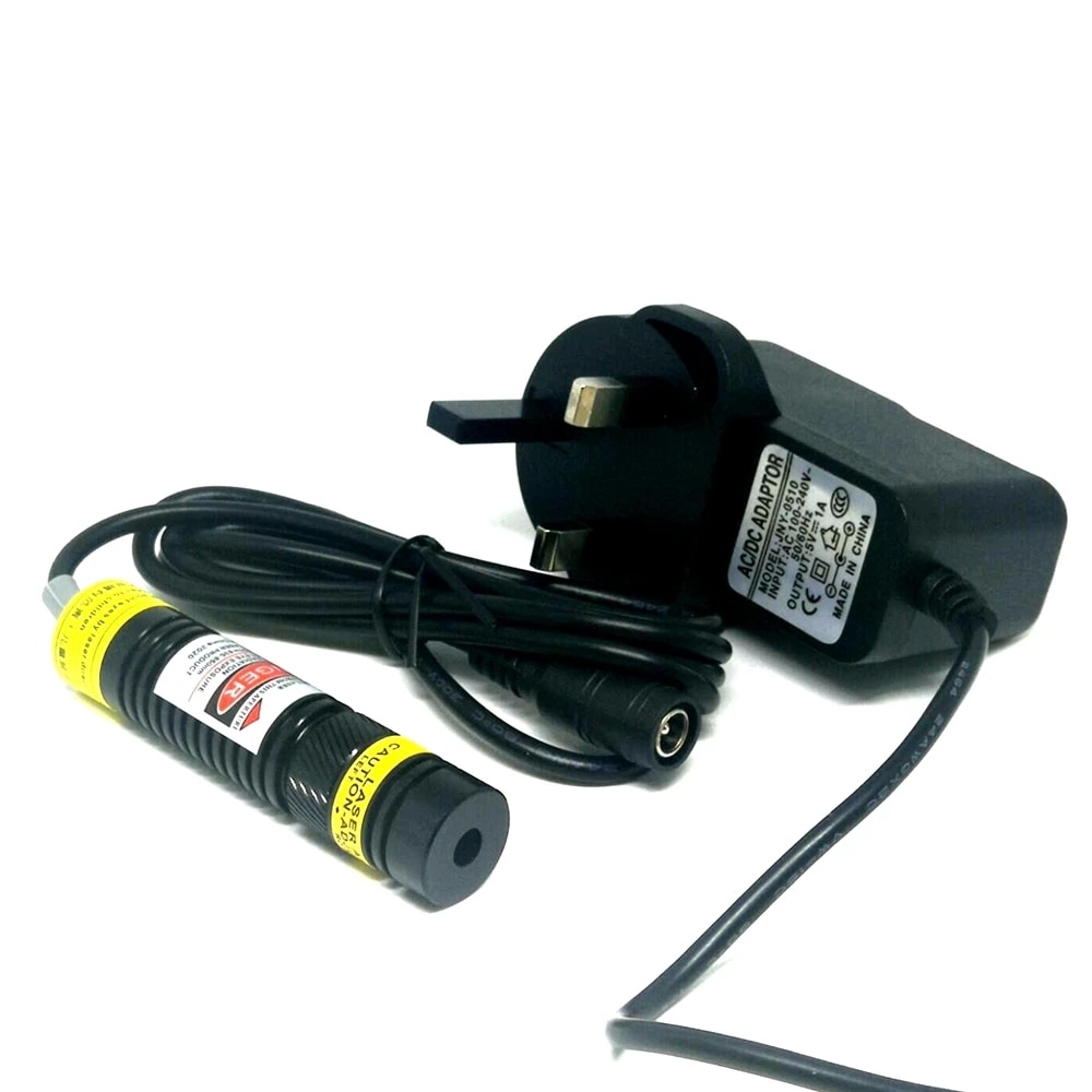 Dot/Line/Cross Adjustable 405nm 200mW Laser Diode Module 16x68mm High Power Light with Adapter