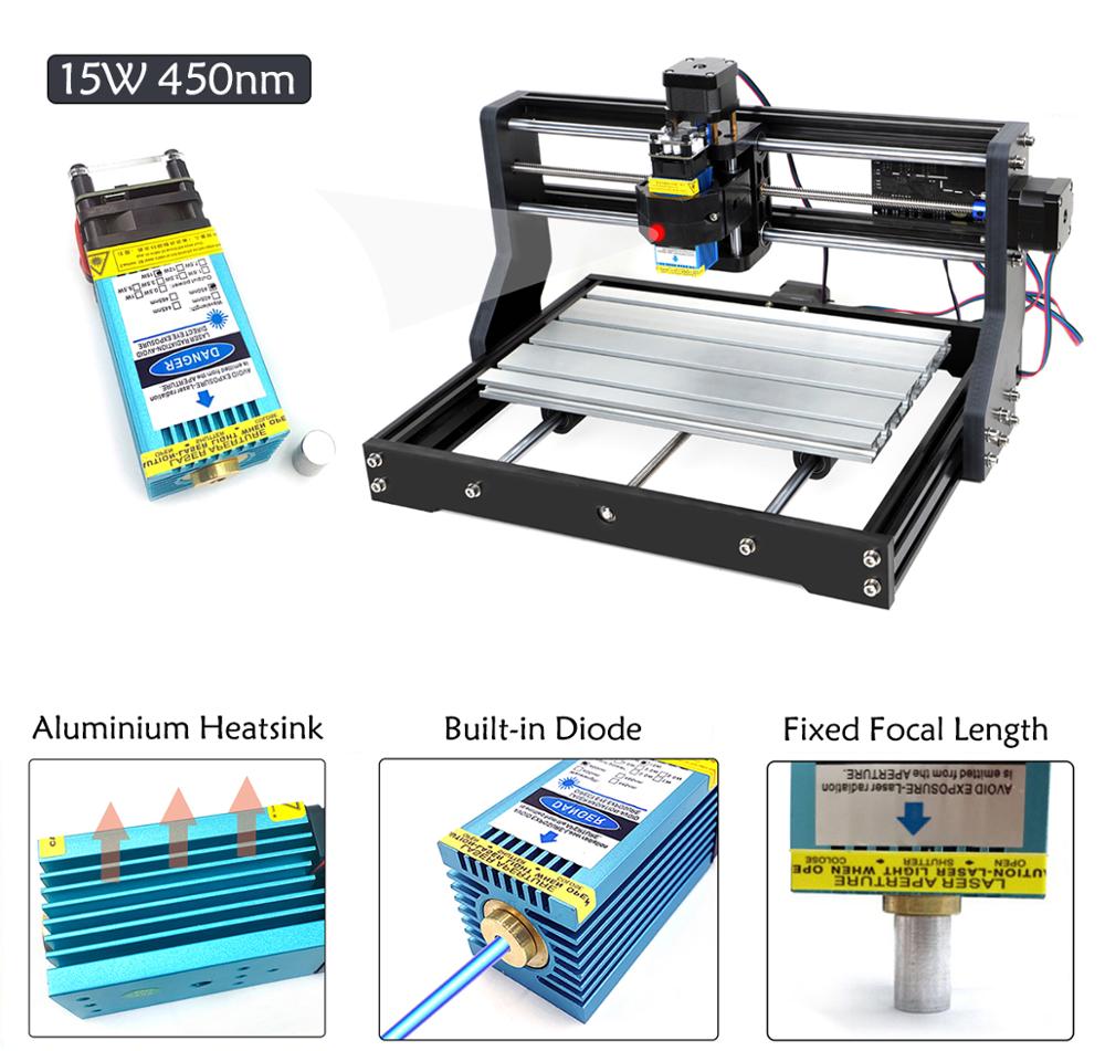 500mW 2500mW 5500mW 15W Laser Engraving Router Machine for Wood Working GRBL Offline Control