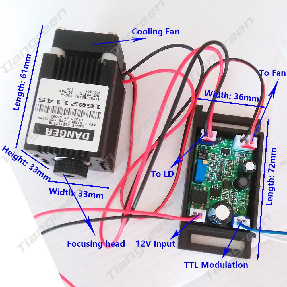 Focus Mini 1W 445nm Blue Laser Module 1000mW Engraving Laser Diode Lens - Image 3