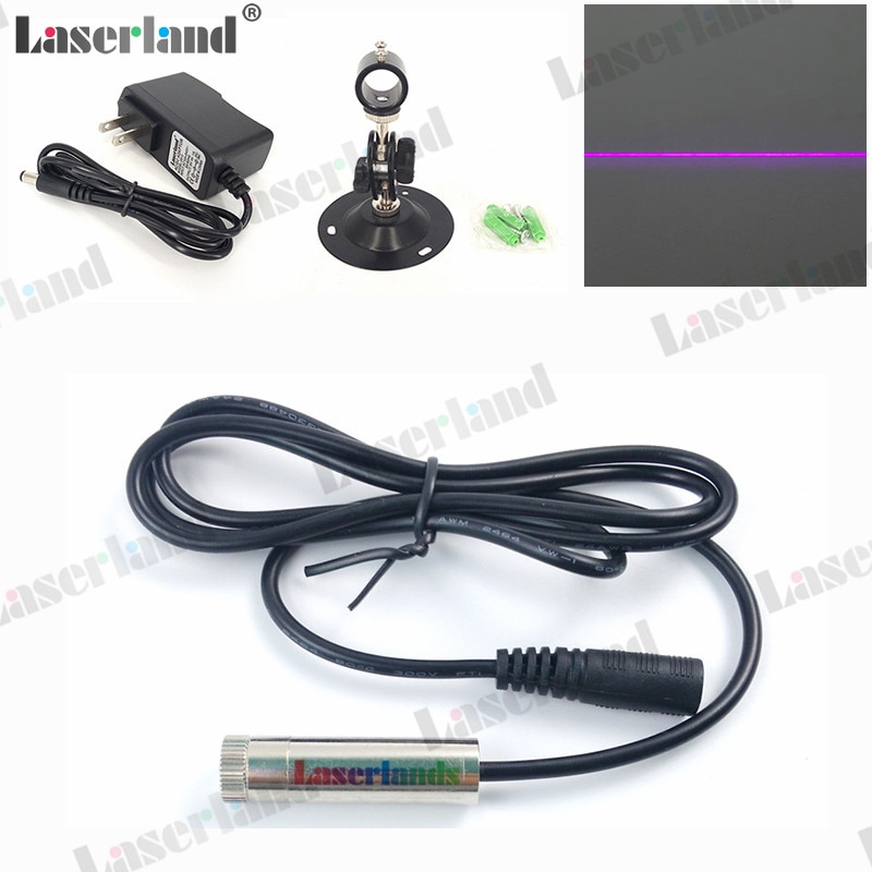 Focusable 20mW 405nm Blue Violet Laser Line Diode Module w AC adapter 12mm mount
