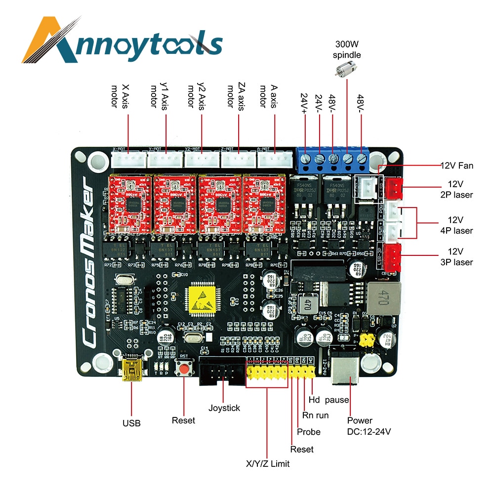GRBL1.1 4Axis CNC Controller With Offline For CNC3018 Laser Engraver Support 300W 500W Spindle USB Driver Board