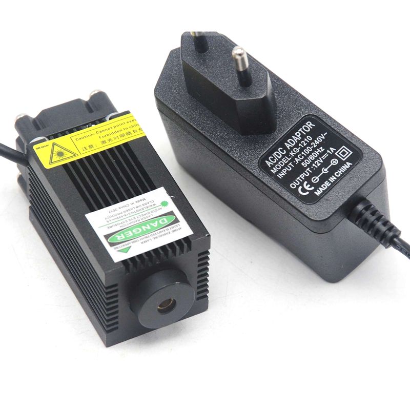 High Power Powerful 100mW 532nm Green Laser Diode Module Dot Lights LED Light w/ 12V Adapter 33x55mm