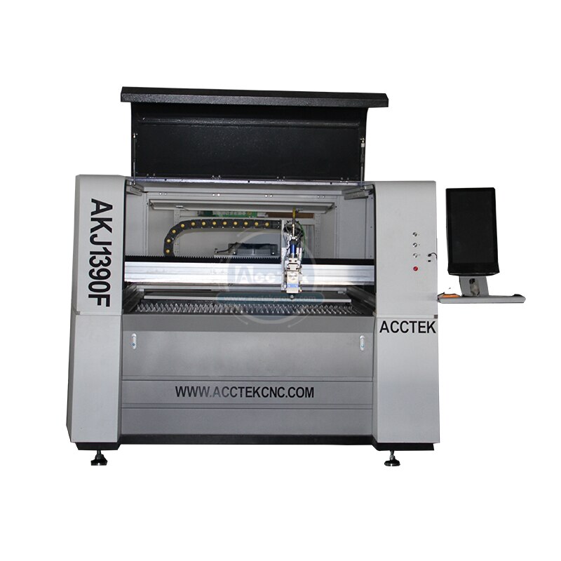 High Precision Laser Fiber 1000w CNC Laser Cutting Machine Metal AKJ1390F For Elevator Panel Cutting - Image 2