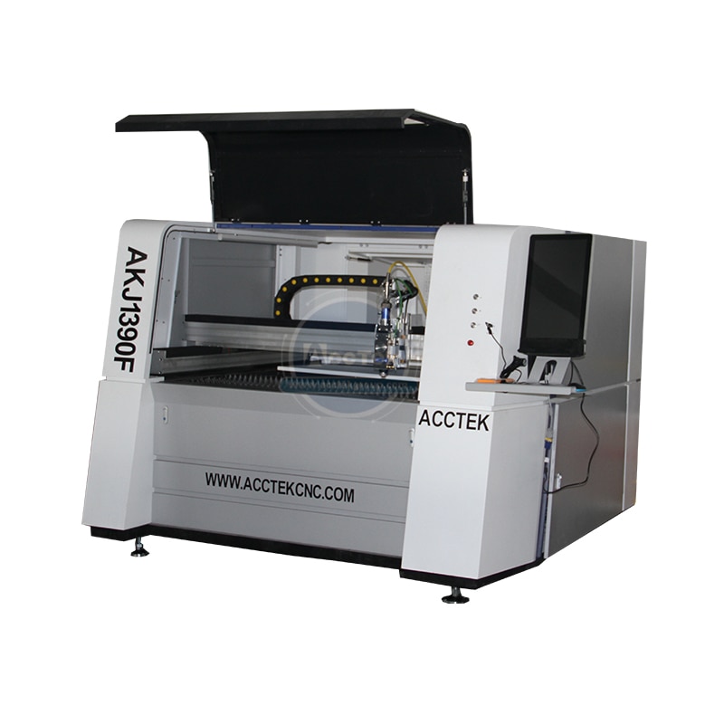 High Precision Laser Fiber 1000w CNC Laser Cutting Machine Metal AKJ1390F For Elevator Panel Cutting