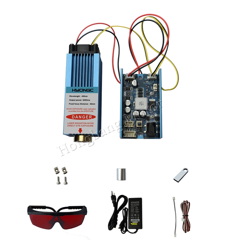 High Quality 5.5W Laser Fixed Focus Module 445nm Laser Head Kits for Engraving and Cutting Machine 3018