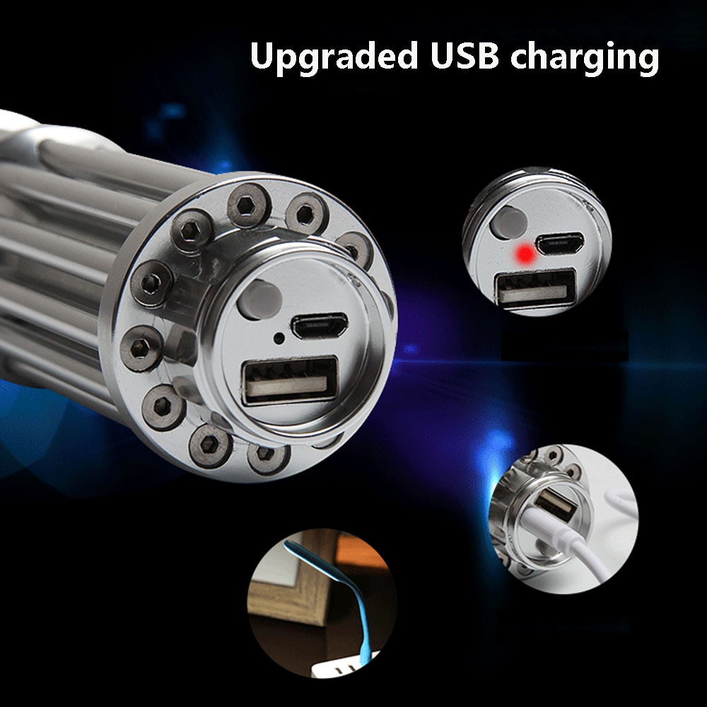 High-power 017 blue laser USB rechargeable blue flashlight military powerful laser sight 10000m adjustable focus burning laser - Image 2