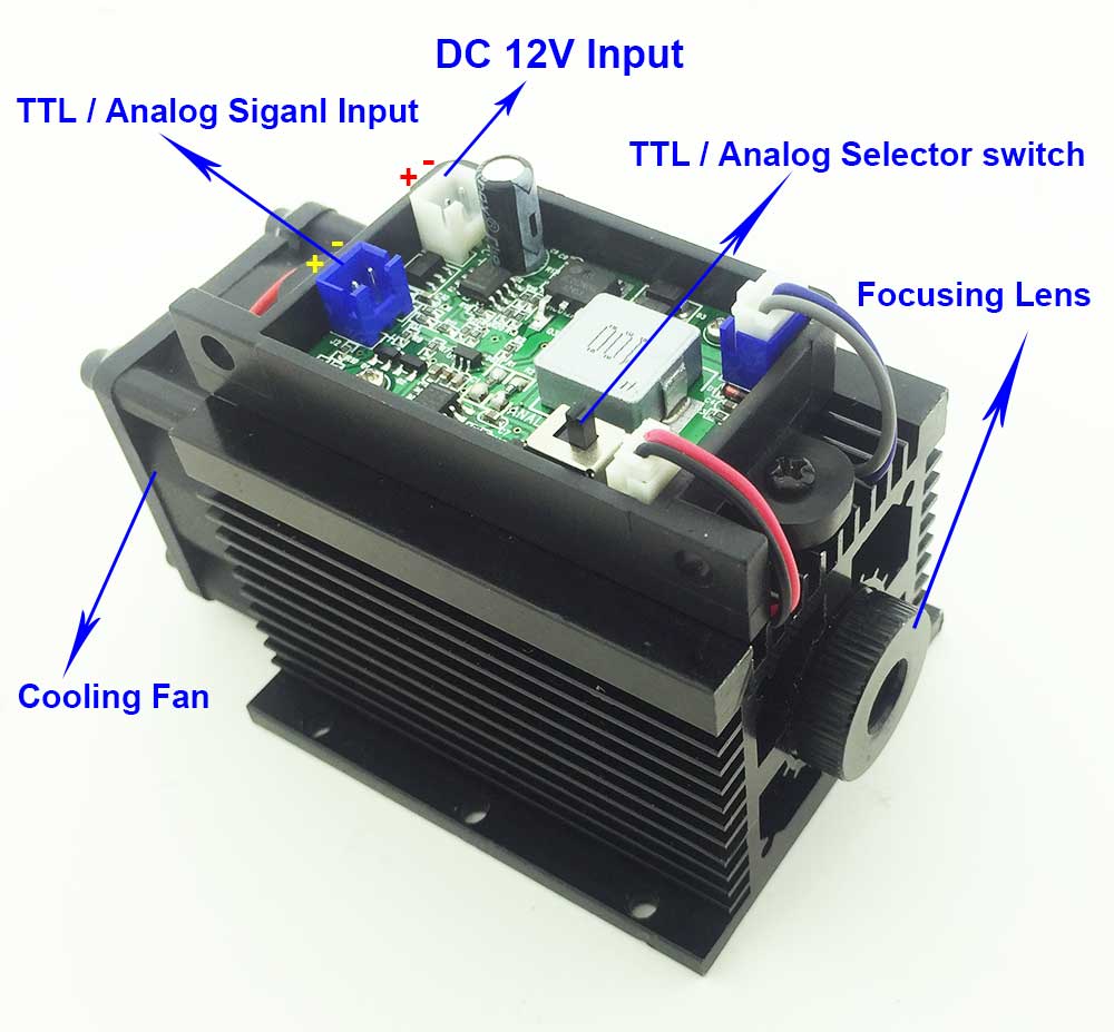 High power 15w Laser Engraving Module 445nm 450nm Blue Diode Laser Head 15000mW 15 w Lazer DIY Mark on Metal CNC Cutter Machine - Image 2