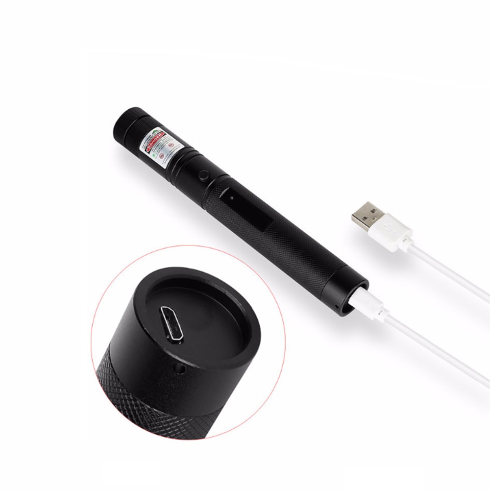 High-power USB green laser red purple laser view 8000m 5MW adjustable laser focus 303 pen combined laser super radiation - Image 3