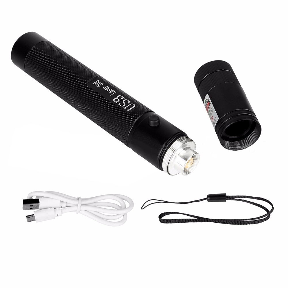High-power USB green laser red purple laser view 8000m 5MW adjustable laser focus 303 pen combined laser super radiation