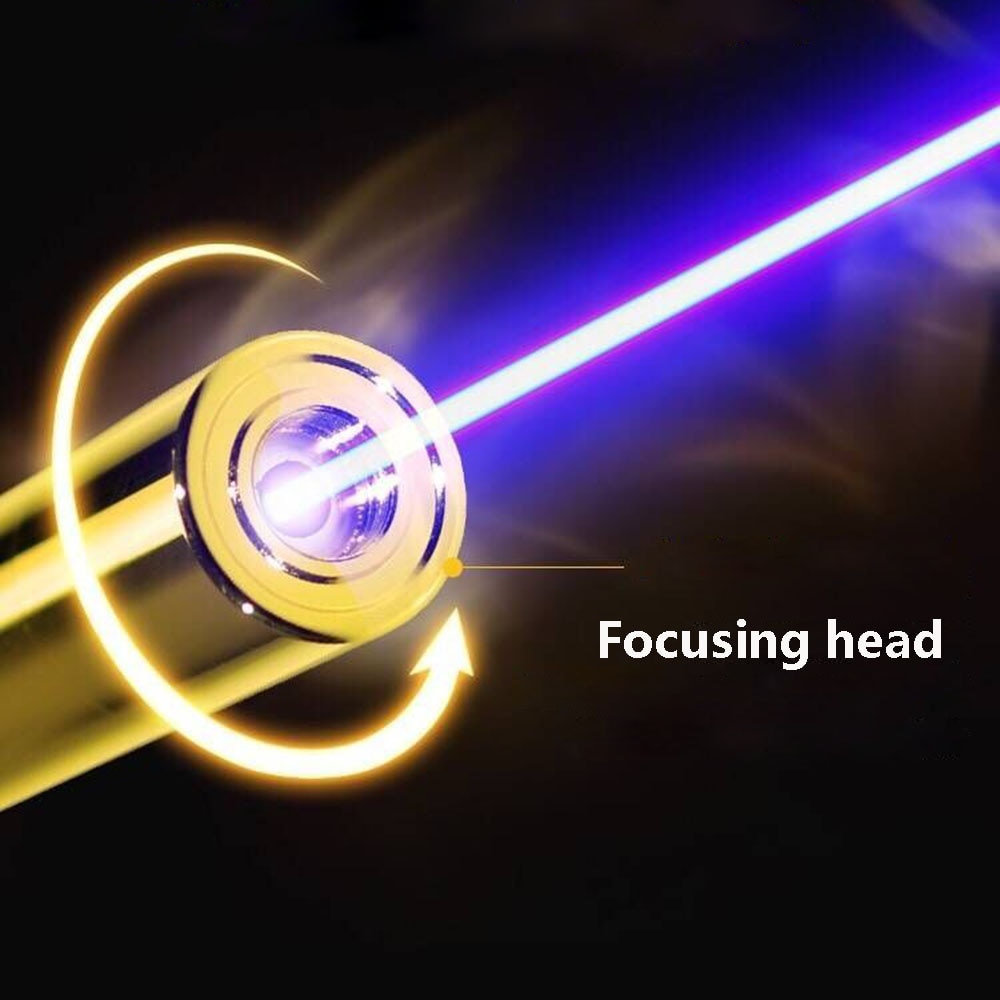 High-power blue laser flashlight full copper 450nm powerful laser sight 1000m focusable burning match/cigarette/candle
