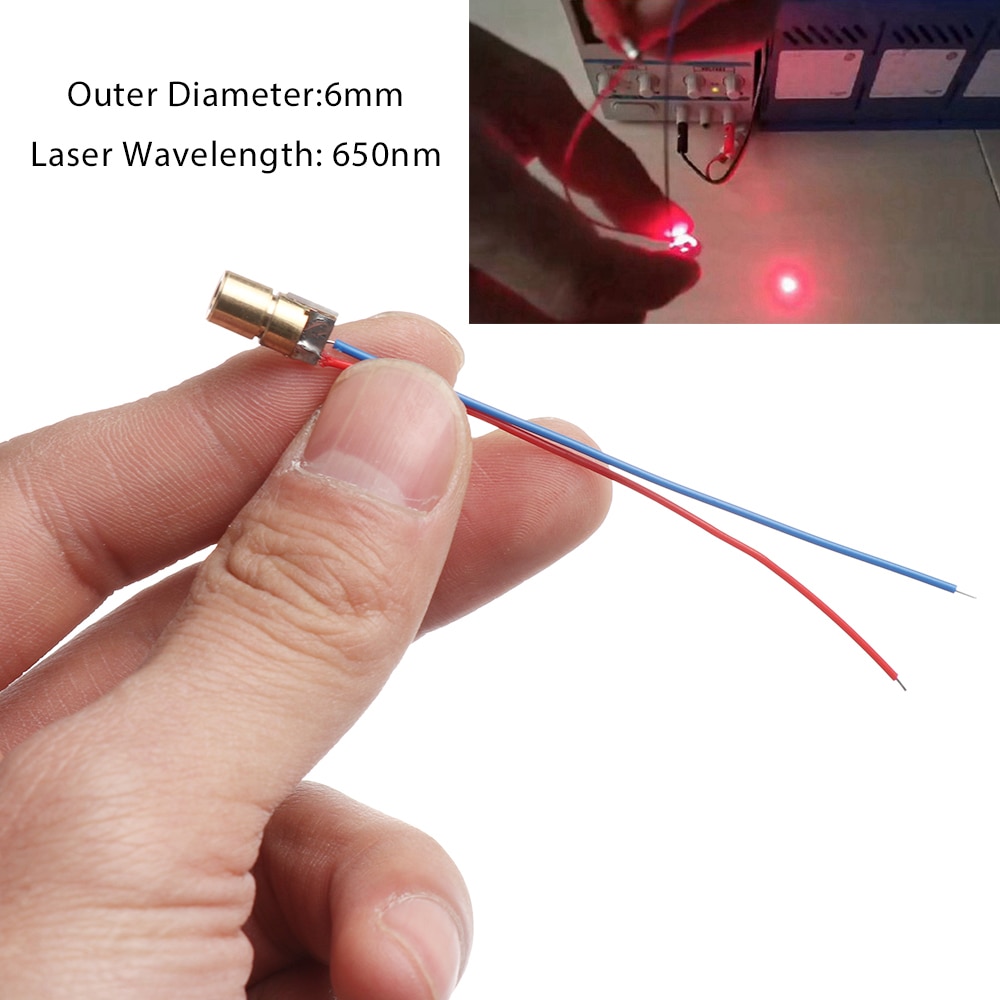 High quality Laser Diode 650nm 6mm 3/5V 5 Million Watt Adjustable Laser Dot Module Red Copper Head Laser Woodworking Measuring