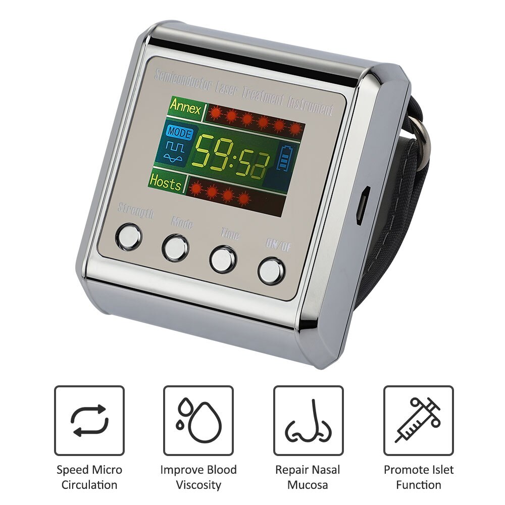Household 650nm Laser Physiotherapy Wrist Diode LLLT for Diabetes Hypertension Treatment Diabetic Watch Laser Sinusitis Therapy