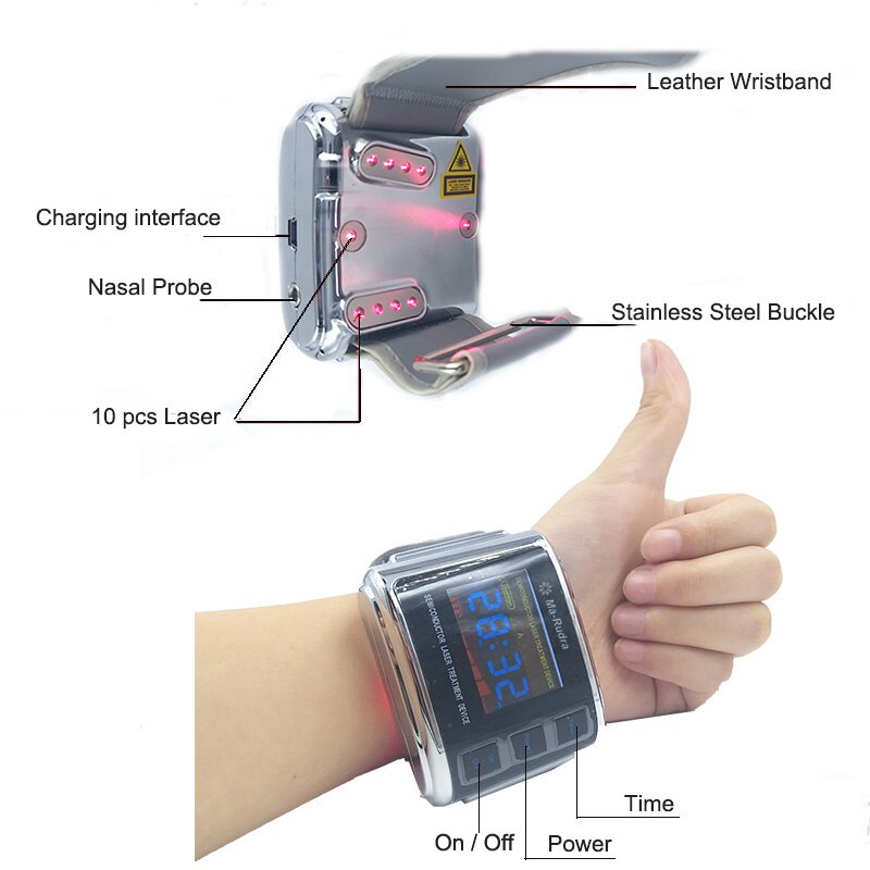 Household 650nm Laser Physiotherapy Wrist Diode LLLT for Diabetes Hypertension Treatment Diabetic Watch Laser Sinusitis Therapy - Image 3