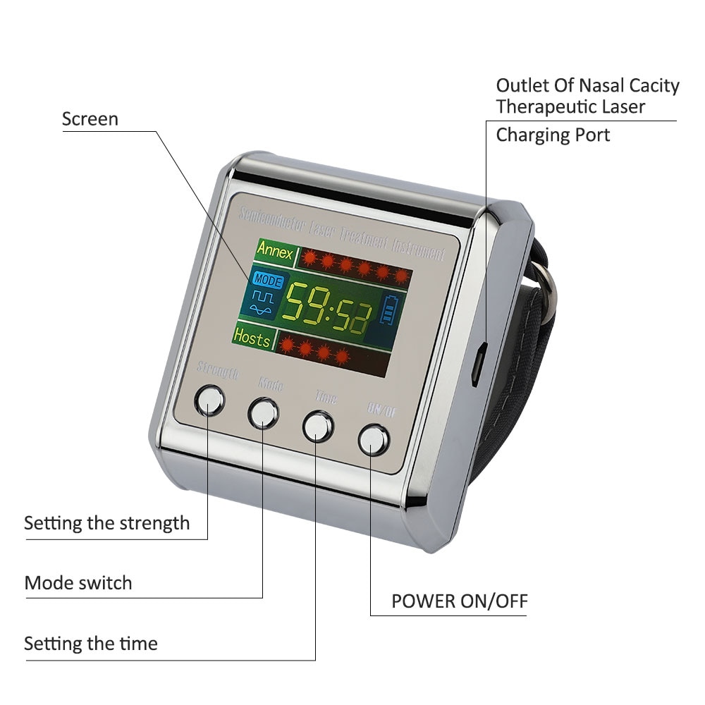 Household 650nm Laser Physiotherapy Wrist Diode LLLT for Diabetes Hypertension Treatment Diabetic Watch Laser Sinusitis Therapy