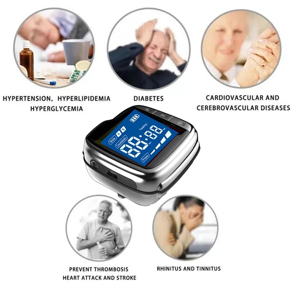 Household 650nm Laser Wrist Watch Diodes LLLT for Diabetes Hypertension Treatment Diabetic Therapy Laser Sinusitis Physiotherapy