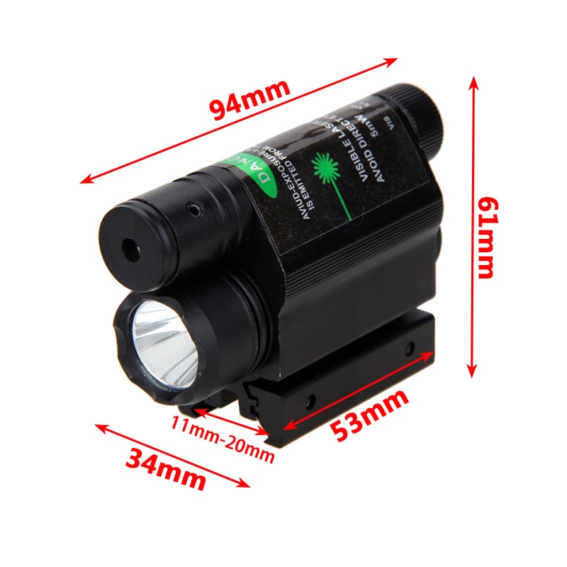 Hunting Green/Red Dot Scope Sight Picatinny Rifle Scope Barrel Mount With Tactical Pistol Gun Light Switch 16340BY CR2 Charger - Image 4