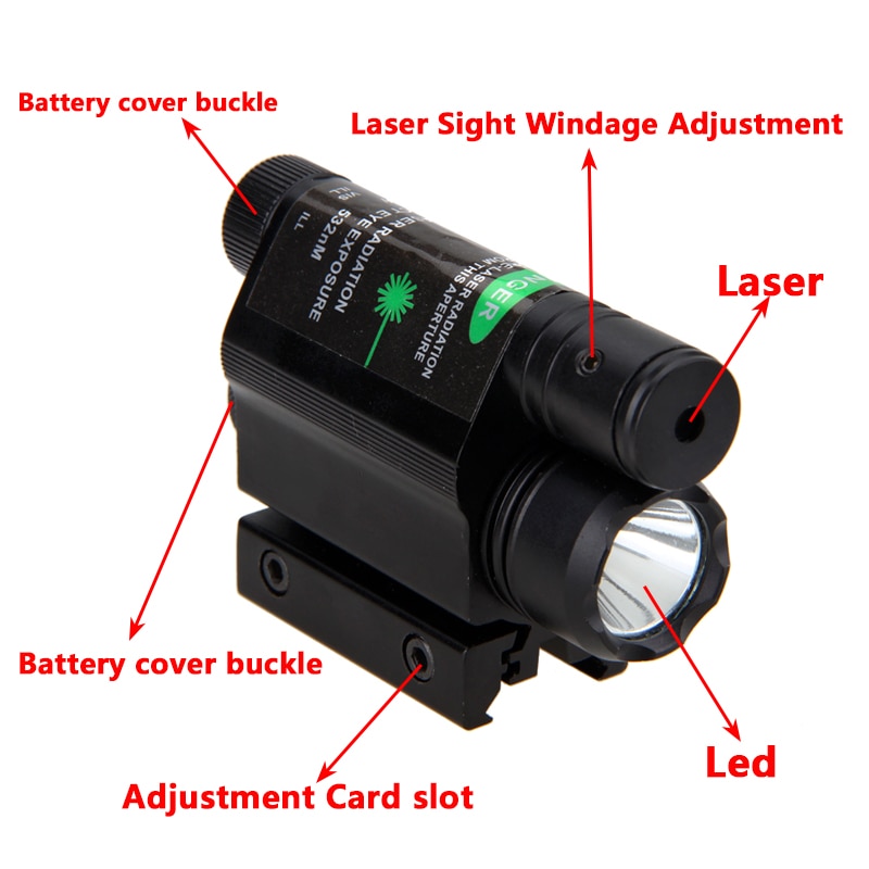 Hunting Green/Red Dot Scope Sight Picatinny Rifle Scope Barrel Mount With Tactical Pistol Gun Light Switch 16340BY CR2 Charger - Image 5