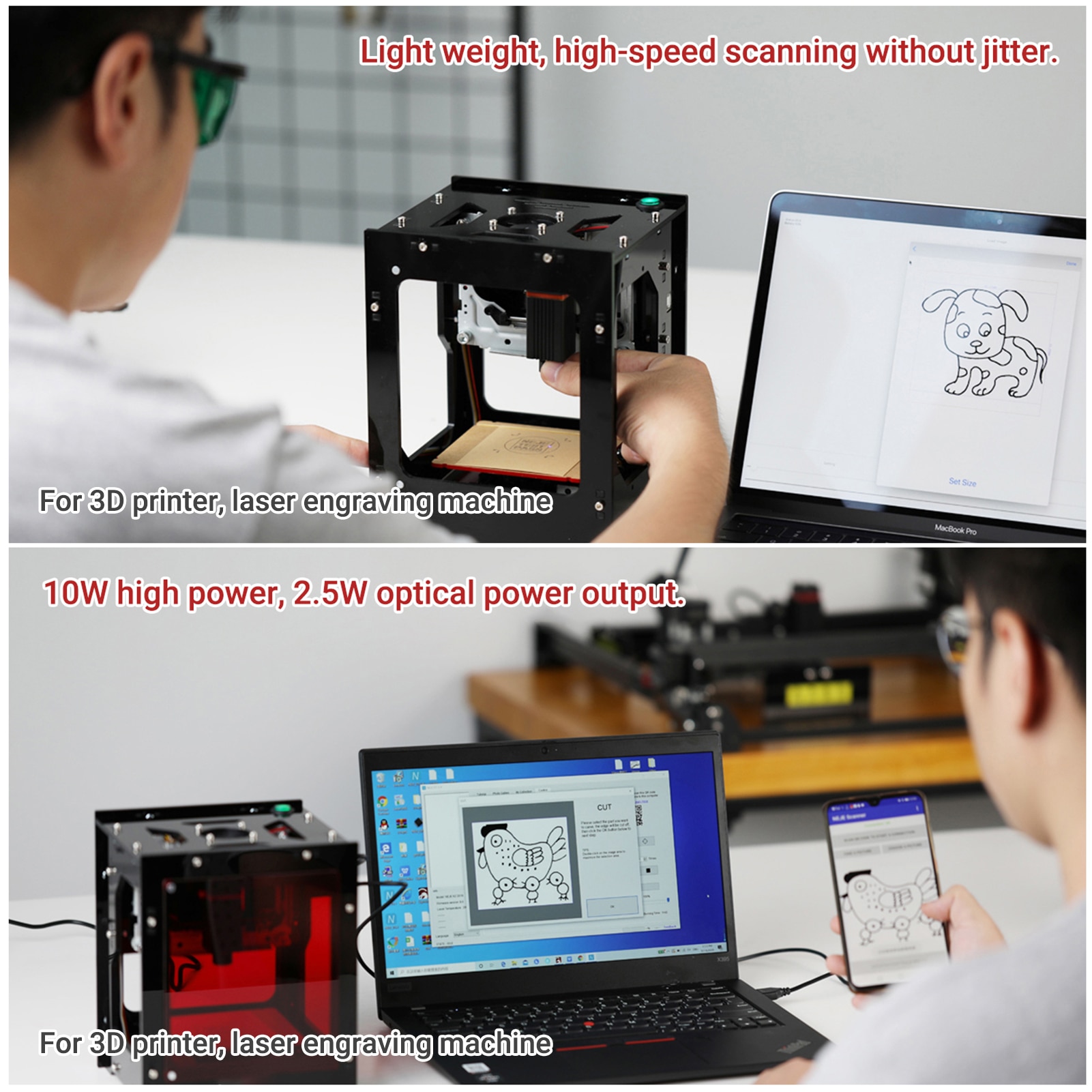 KKmoon 10W Laser Module Engraving Module Replacement for Laser Engraving Machine 3D Printer CNC Laser Machine Woodworking Laser - Image 2