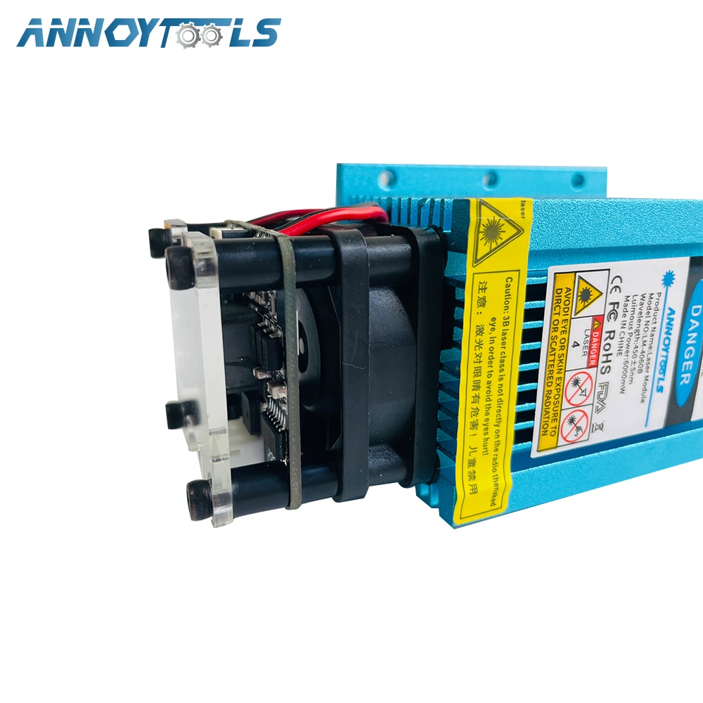 Laser Module 1.6W/4.5W/5.5W/6W 450nm Adjust/Fixed Focus Laser Engraving Cutting TTL PWM Control 33/40/60mm Laser Head 12V 5A