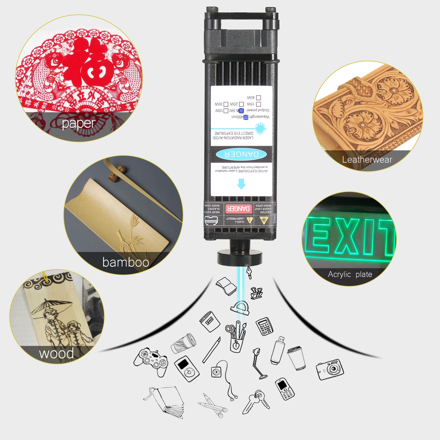 Laser Module Kit 450nm Blue Laser Engraving Head Fixed Focal Length Laser Head Cutting Module for CNC Mill Wood Router Printer - Image 3