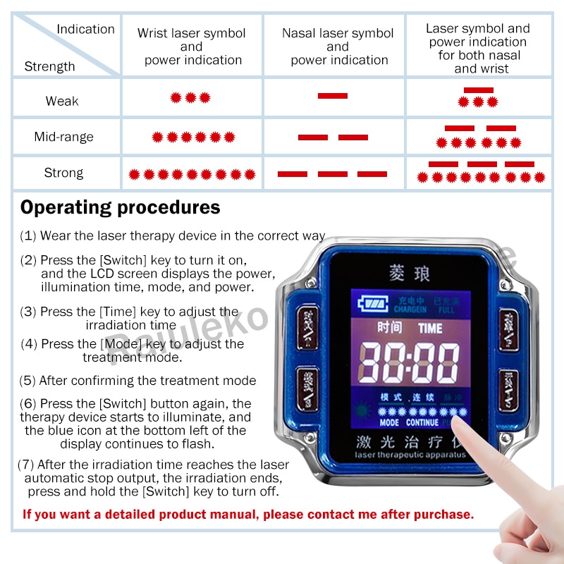 Laser Physiotherapy Diode 650nm Diabetic Wrist Watch LLLT For Rhinitis Hypertension Thrombosis Cholesterol Laser Therapy - Image 4