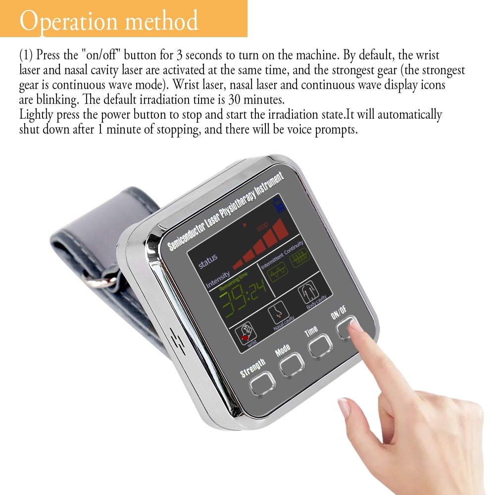 Laser Physiotherapy Wrist Diode LLLT For Diabetes Hypertension Treatment 12 Laser Diabetic Watch Laser Sinusitis Therapy Watch - Image 3