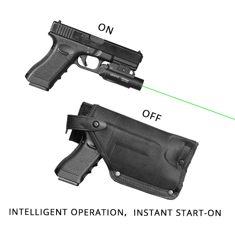 Laserspeed Green Laser Sight White Flashlight Combo with Matched Magnetic Induction Holster For Handguns Self Defense