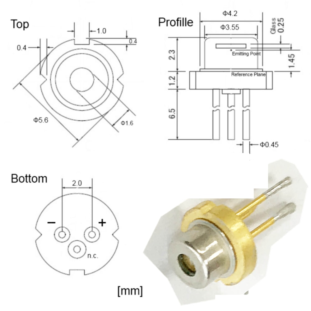 M140 NICHIA φ5.6mm Blue 445nm 450nm 2W 2000mw Laser Diode (Tin-Pin) - Image 4