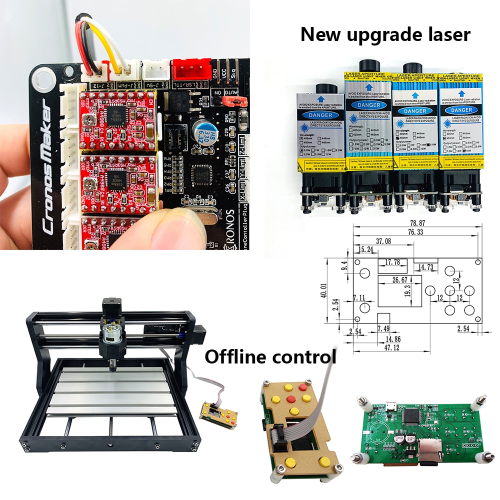 Mini CNC3018 Pro 15W Laser Engraving Machine with 500mw 2500mw 5500mw Head ER11 Wood Router Wood Carving CNC 3018 PRO - Image 5