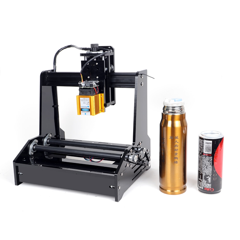 Mini DIY Cylindrical CNC Laser Engraver Machine For Bottle Cans Engraving 15W can work for Stainless Steel
