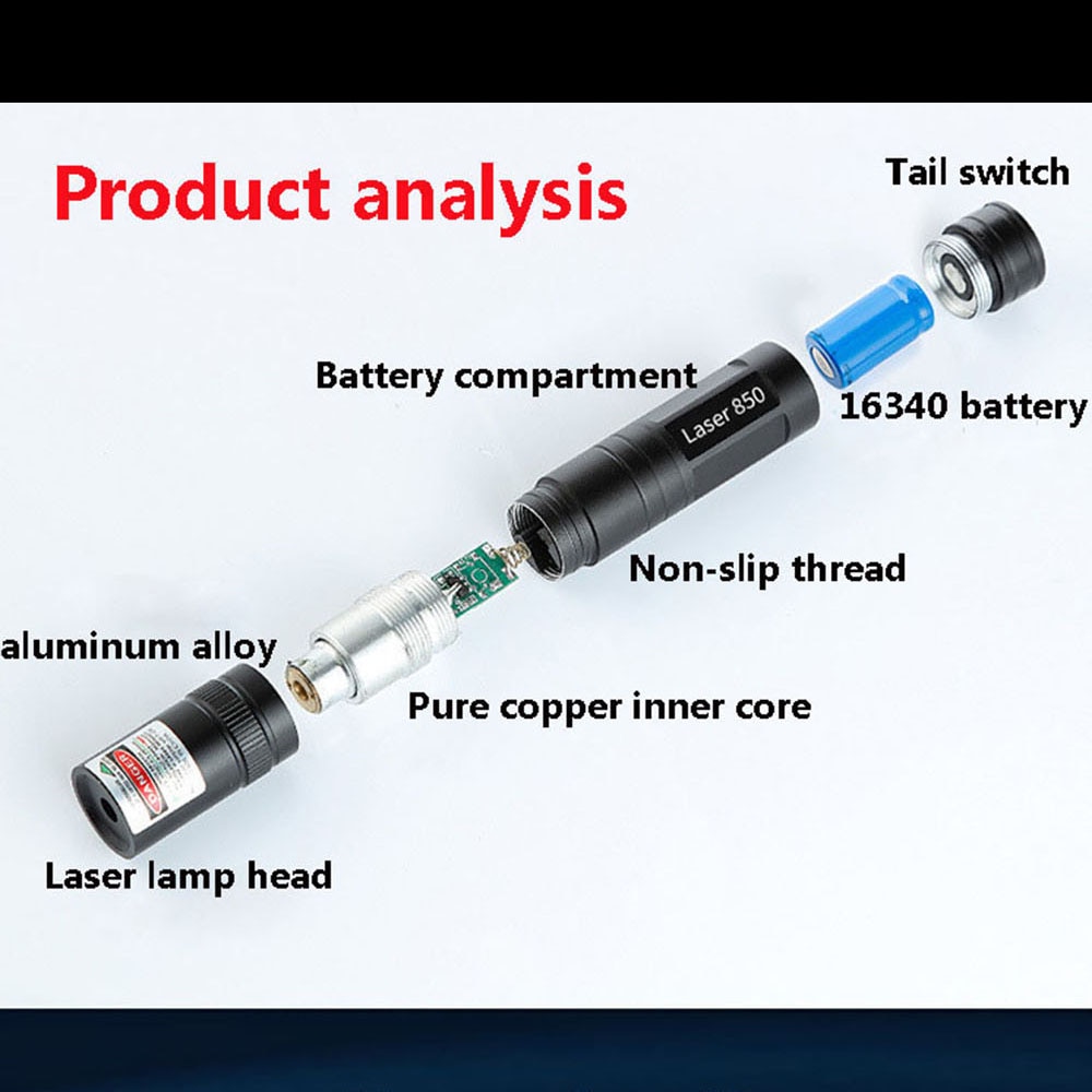 Mini portable laser green dot laser sight 5 milliwatt high power combustion equipment 850 laser series with 16340 battery