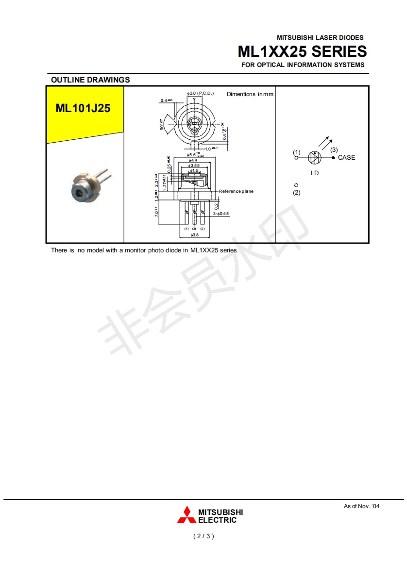 Mitsubishi ML101J25 5.6mm Red 650nm 658nm 660nm 100mw Laser Diode (Pulse 250mw) - Image 5
