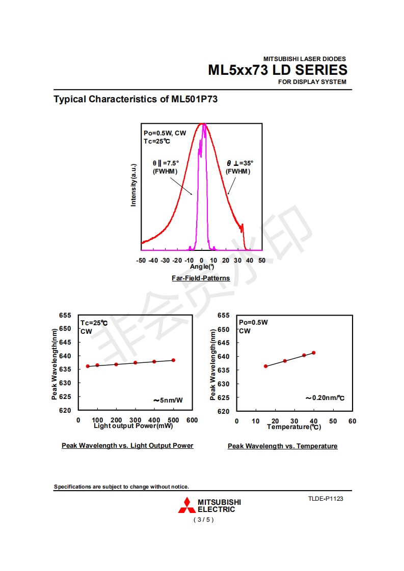 Mitsubishi ML501P73-02 φ5.6mm Red 635nm 638nm 500mw 0.5W Laser Diode (Pulse 1W) - Image 2