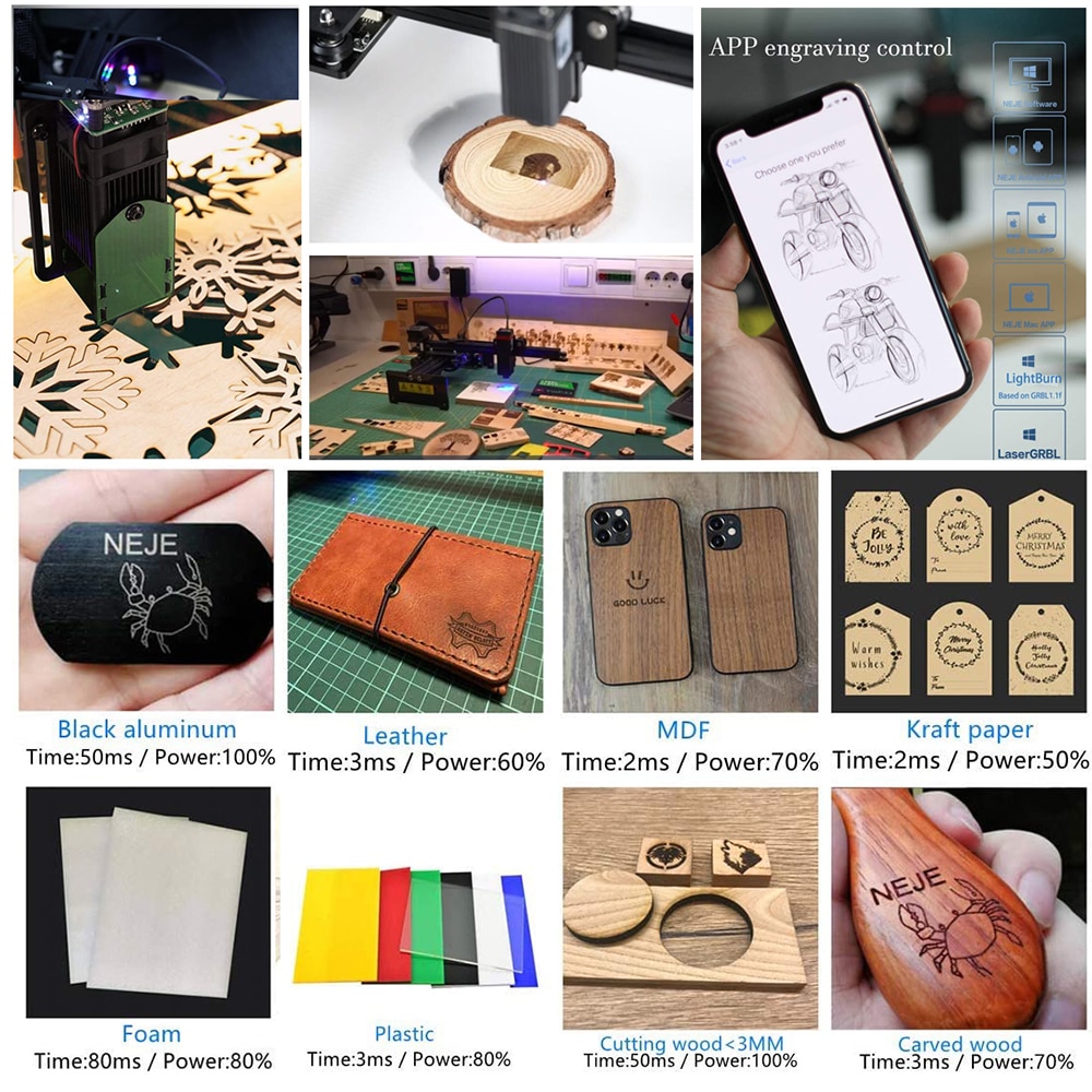 NEJE 20W Laser Engraving Cutting Machine 5.5W Mini Desktop Engraver Cutter Printer CNC Router APP Control Working Space 6.6x6.6" - Image 2