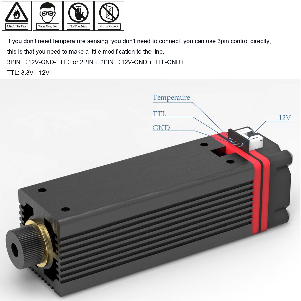 NEJE 3500mW/7W/20W Laser Module Kit Cutting Engraving Module Head 450nm Blue Light With TTL / PWM Modulation for DIY Creation - Image 5