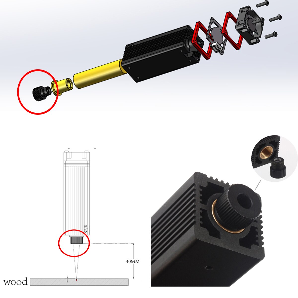 NEJE 40W 30W 20W 7W 3500mw Lens Laser Engraving Machine Optical Lens Laser Module Replacement - Image 3