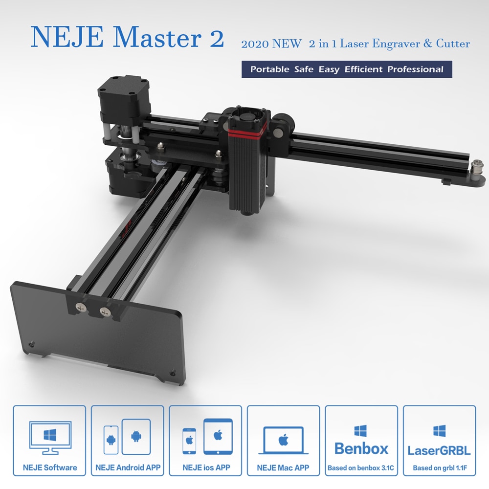 NEJE Master 2S 20W Profession CNC Laser Cutter-Laser Engraver Portable Machine Printer 32-Bit Dual MCU Faster