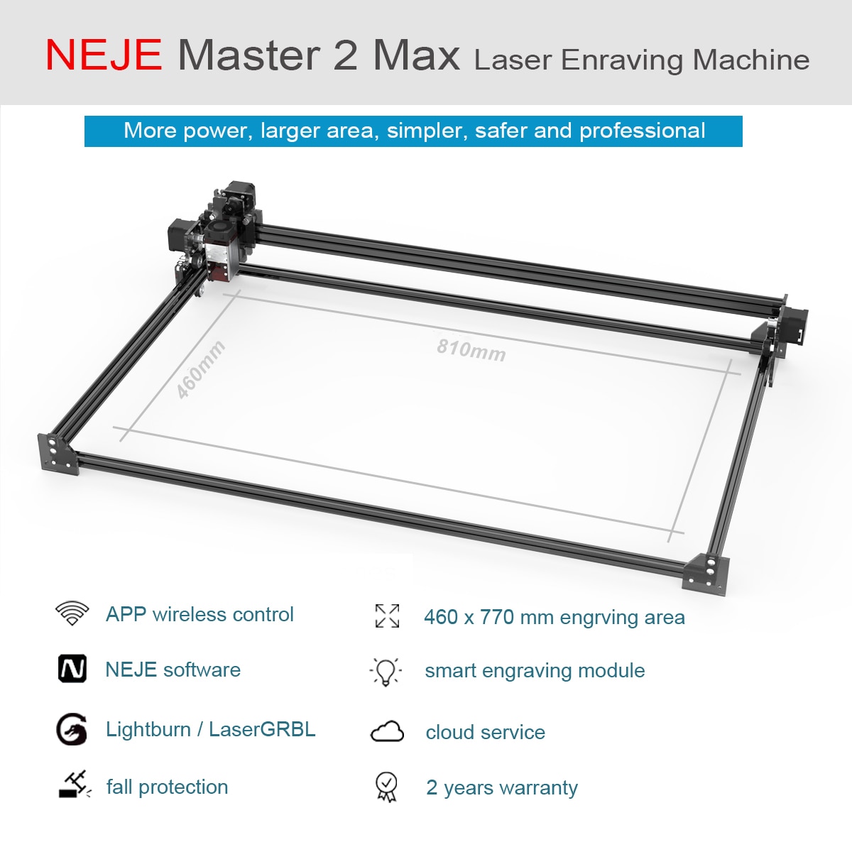 NEJE Master 2S Max 40W CNC Laser Wood Cutter Engraver Cut Engraving Machine with 2 Diodes Module Bluetooth LaserGRBL Lightburn