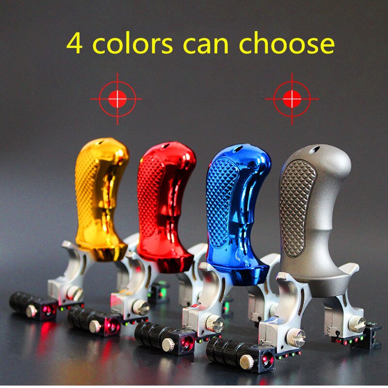 New Laser Aiming Slingshot Powerful Outdoor Hunting Competition Catapult Resin Material Use Flat Rubber Band 4 Colors Can Choose