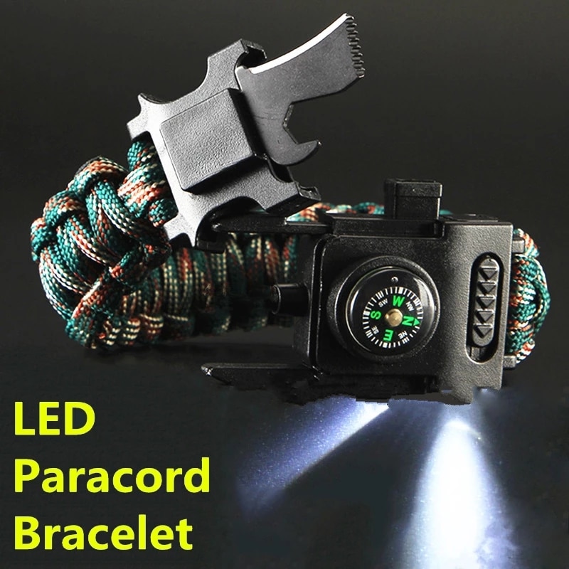 Outdoor Tools LED Light Paracord 550 4mm Bracelet Rope Multi Function Parachute Cord Camping Hiking Fishing Tour First Aid Kits - Image 2