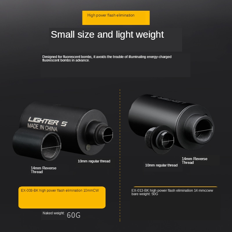 Paintball Airsoft Auto Tracer 14mm CCW/10mm CW for Rifle Pistol Shooting Tactical Lighter S Tracer - Image 4